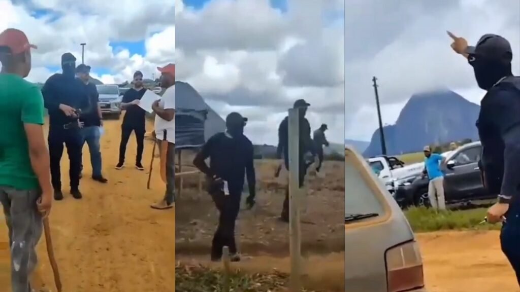 Grupo de fazendeiros armados e encapuzados ordena que famílias deixe as terras que ocupam, as quais foram invadidas na Bahia