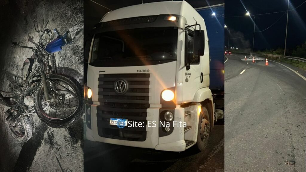 Acidente gravíssimo entre carreta e motocicleta deixa uma pessoa morta na Serra