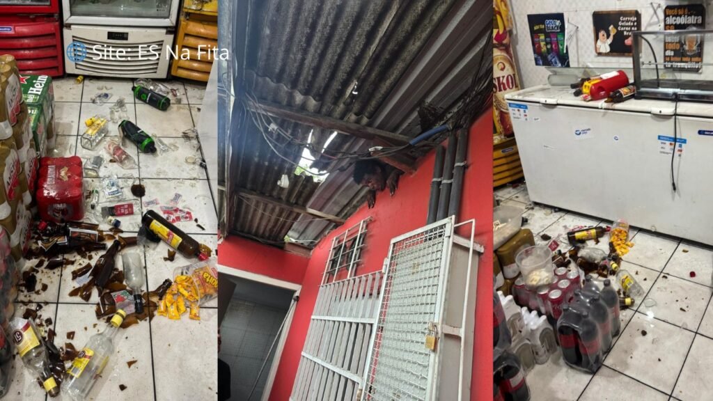 Homem fica preso em telhado após furtar bar de campo society na Serra