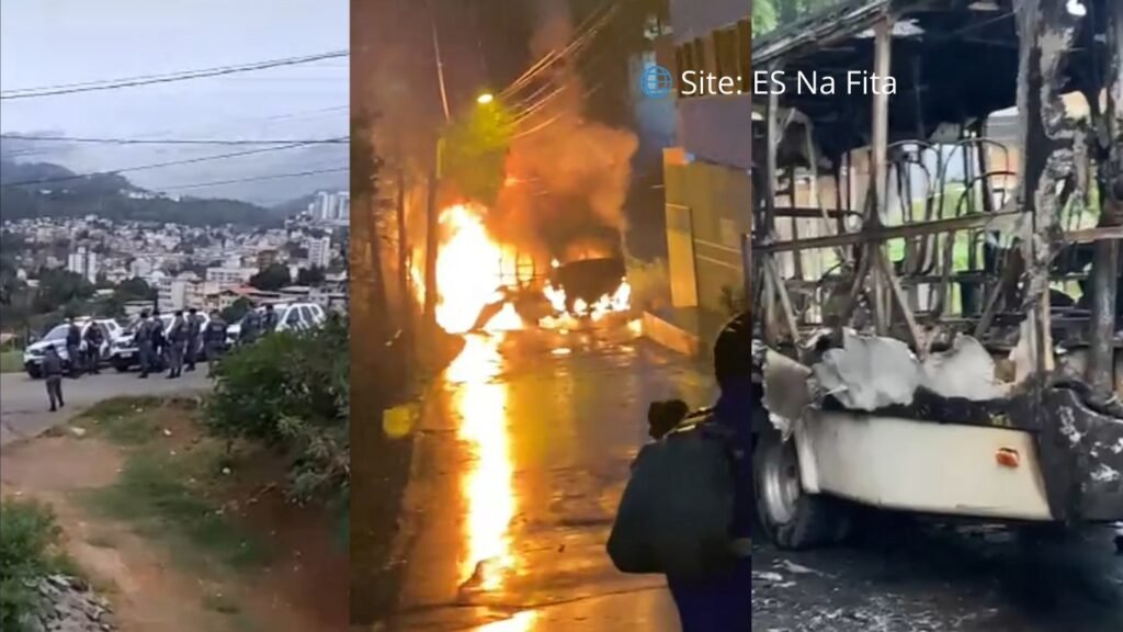 Ônibus é incendiado em Cachoeiro após confronto entre criminosos e a polícia
