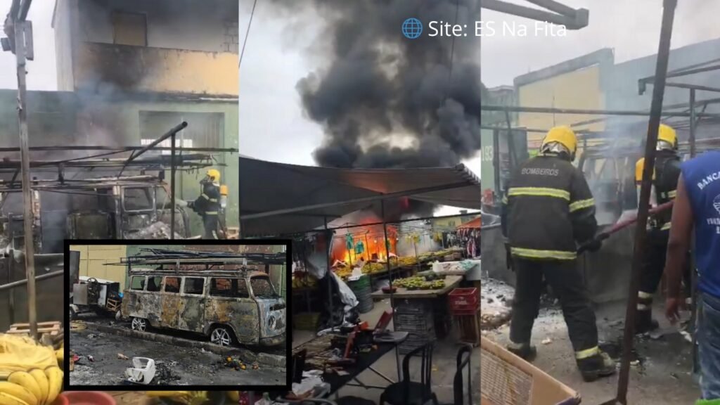 Explosão e incêndio destroem barraca de pastel em feira de Vila Velha
