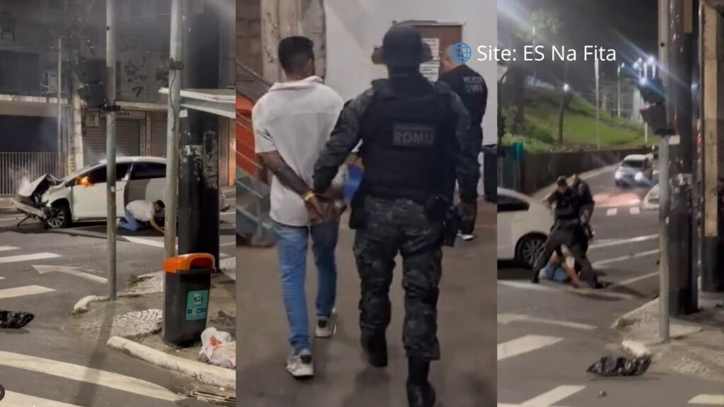 Motorista com sinais de embriaguez tenta atropelar guardas, foge e bate carro em Vitória