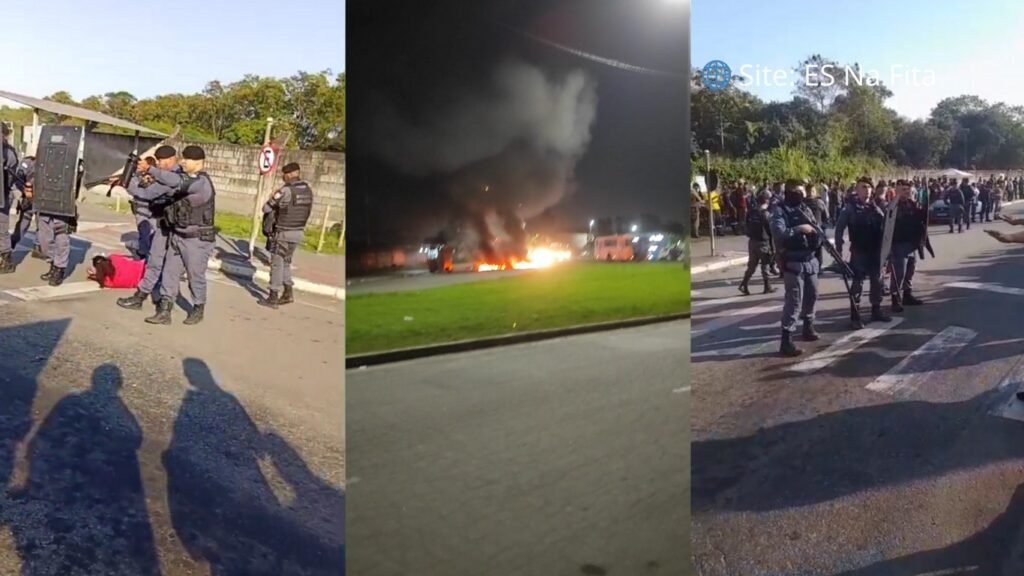 Protesto sindical termina com feridos após confronto com a PM na Serra