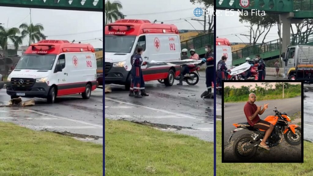 Jovem morre após colisão entre moto e carro na BR-101, na Serra