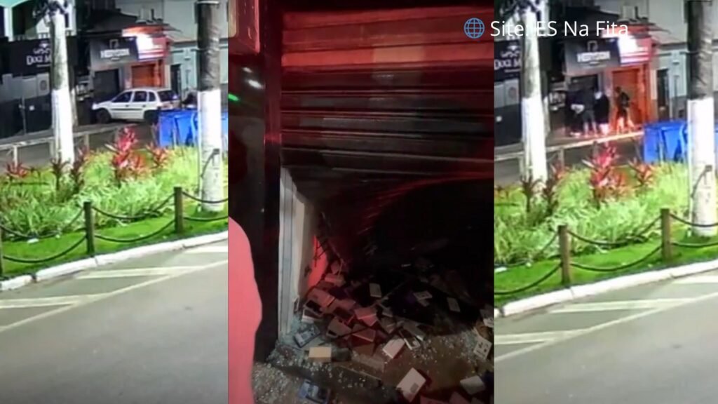 Bandidos usam carro para arrombar e furtar loja de celulares na Serra