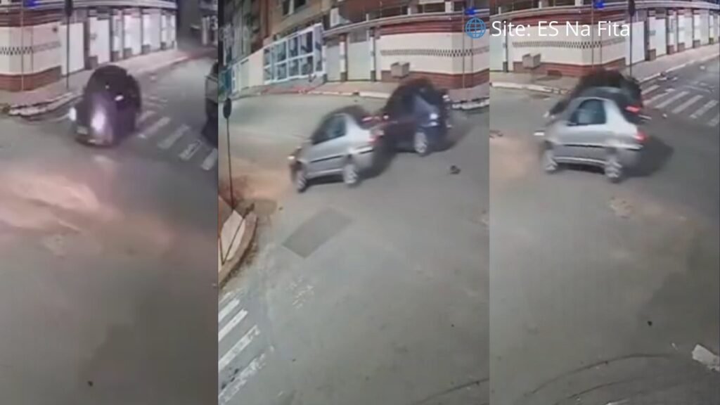 Motoristas se abraçam após colisão registrada por câmera em Guarapari