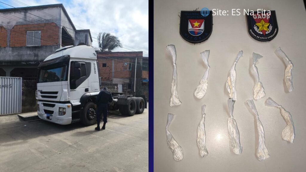 Guarda de Vitória encontra drogas escondidas em para-choque de carreta no município de Vitória