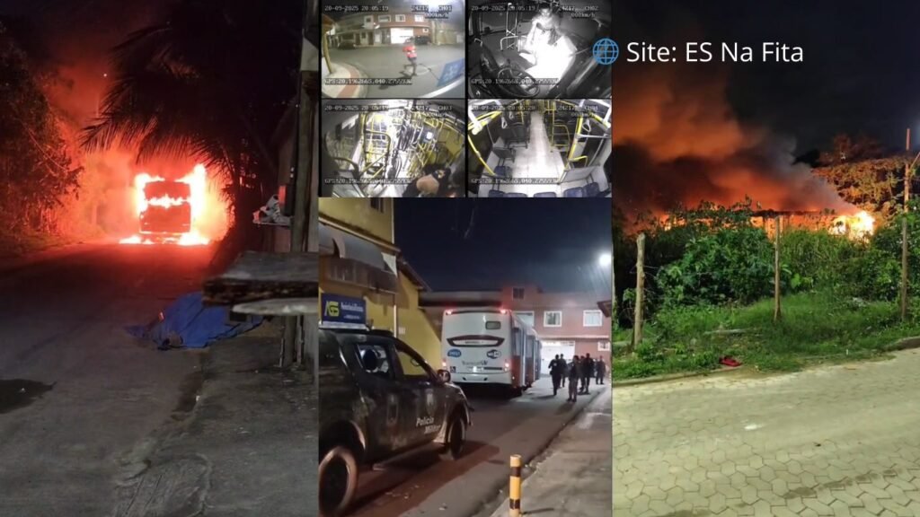 Câmeras flagram ação criminosa durante incêndio a coletivo na Serra