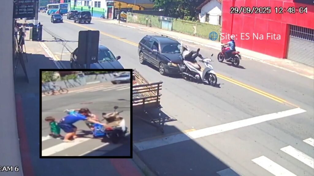 Professor salva filhos e ainda segura moto envolvida em acidente em Aracruz