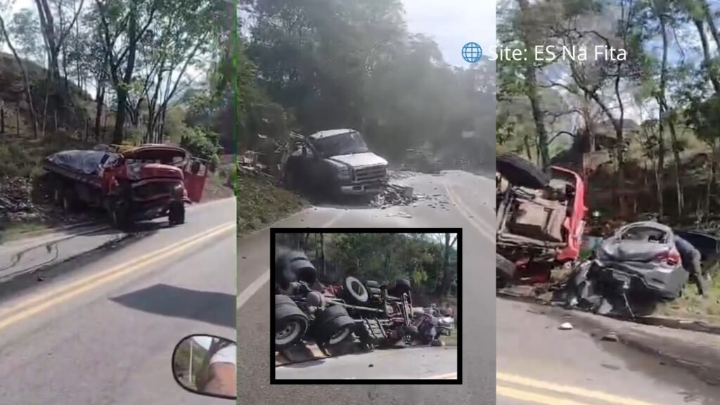 Caminhão colide com quatro veículos na “curva da morte” da ES-164