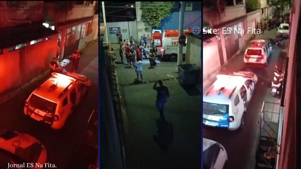 Após invadir e furtar a casa de um policial penal, homem é baleado em Vitória. Ocorrência reuniu PM, SAMU e moradores.