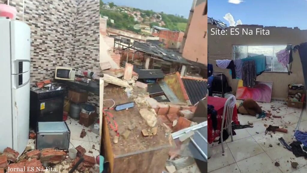 Telhado de imóvel é arrancado por ventos durante temporal em Colatina