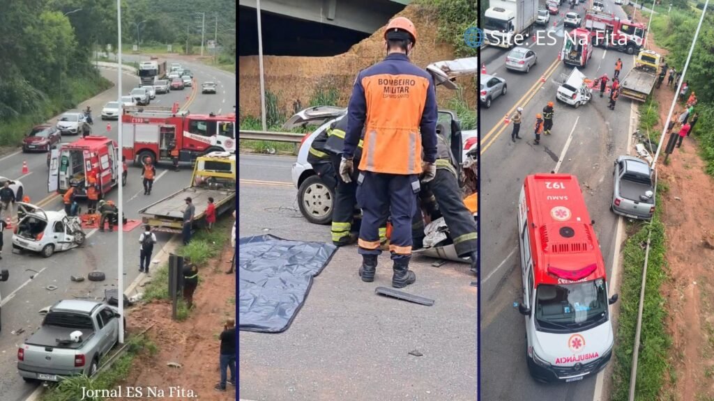 Acidente entre dois carros e caminhão deixa mulher morta e dois feridos na Serra Mãe morre, e pai e filha ficam feridos em acidente entre caminhão e dois carros, na Serra