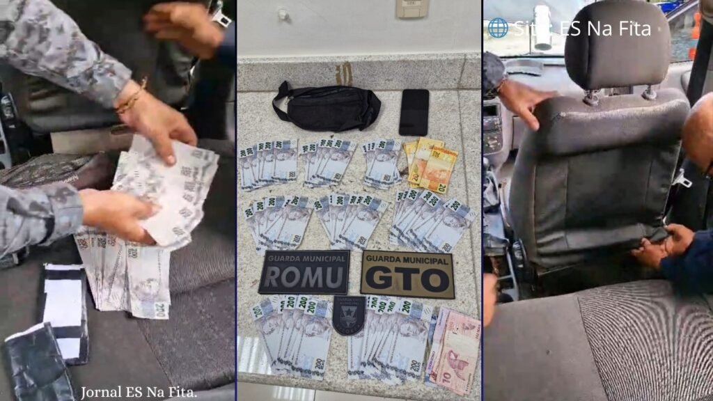 Vídeo: Guarda de Vitória flagra dupla com mais de R$ 15 mil em notas falsas escondidas dentro de banco de carro Guarda de Vitória apreende notas de falsas de R$ 200 escondidas dentro do banco de carro.