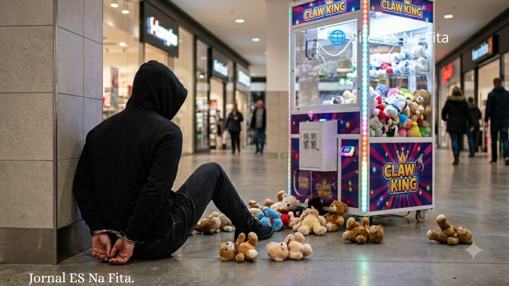 Homem é preso de novo por furtar ursos de pelúcia em máquina de shopping no ES.