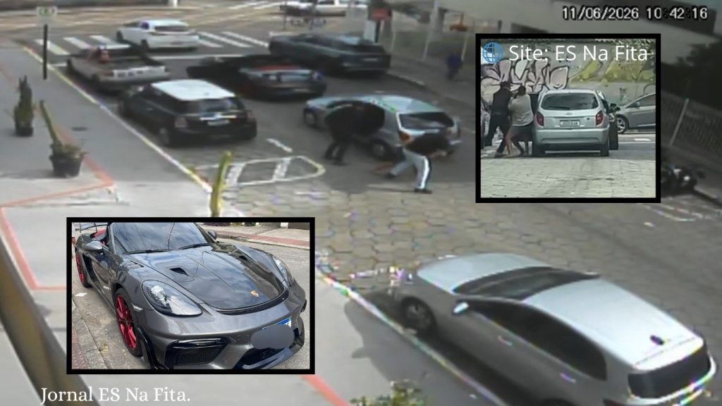 Vídeo: motorista de Porsche é sequestrado após abordagem criminosa em Jardim Camburi e encontrado horas depois na Serra Motorista de carro de luxo é rendido por bandidos em Jardim Camburi.