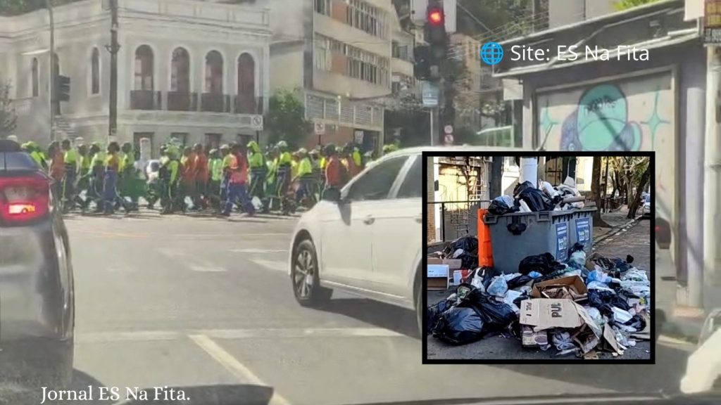 Em greve, garis fazem passeata até o Palácio Anchieta por piso salarial.