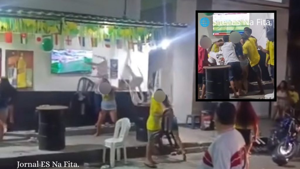 Cadeiras, capacete e tonéis: briga durante jogo termina em quebra-quebra em bar no ES.