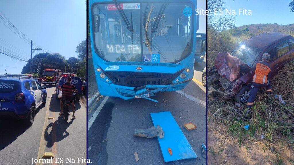 Motorista morre após bater de frente com ônibus do Transcol em Vitória.