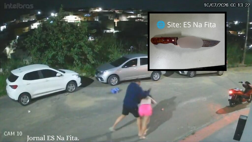 Vídeo: mulher sofre tentativa de feminicídio ao ser atacada com diversas facadas na Serra Jovem é esfaqueada pelo ex-companheiro no meio da rua, na Serra.