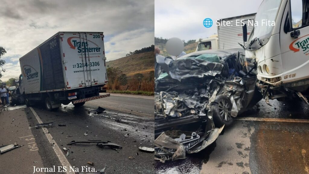 Acidente entre carro e caminhão deixa dois mortos na BR-259.
