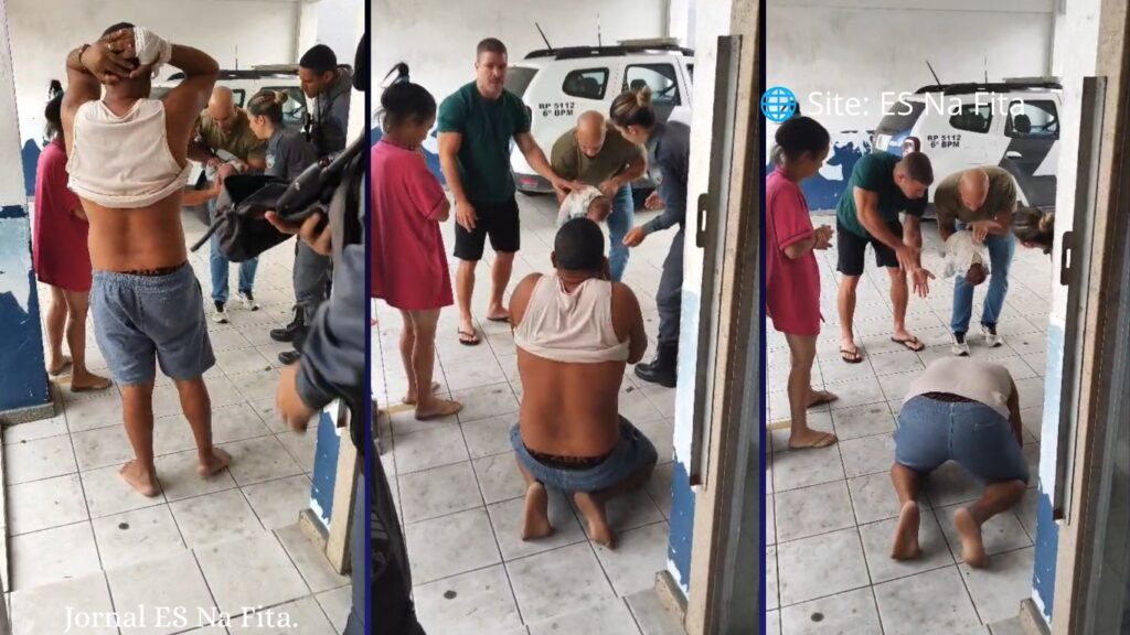 Bebê engasga após mamar, pai ajoelha em desespero e policiais salvam criança na Serra.