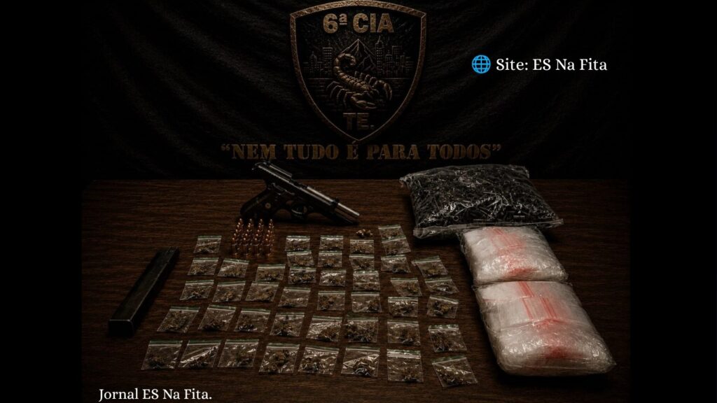 PM apreende arma e entorpecentes durante policiamento em Vitória.