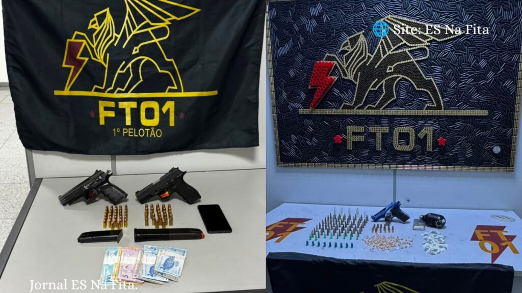 Polícia Militar apreende três pistolas e detém dois suspeitos em bairros de Vitória PM apreende três armas de fogo e detém suspeitos em ações nos bairros Alagoano e Ilha do Príncipe.
