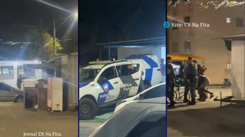 Ação da PM termina em correria e tiros de bala de borracha em condomínio na Serra.