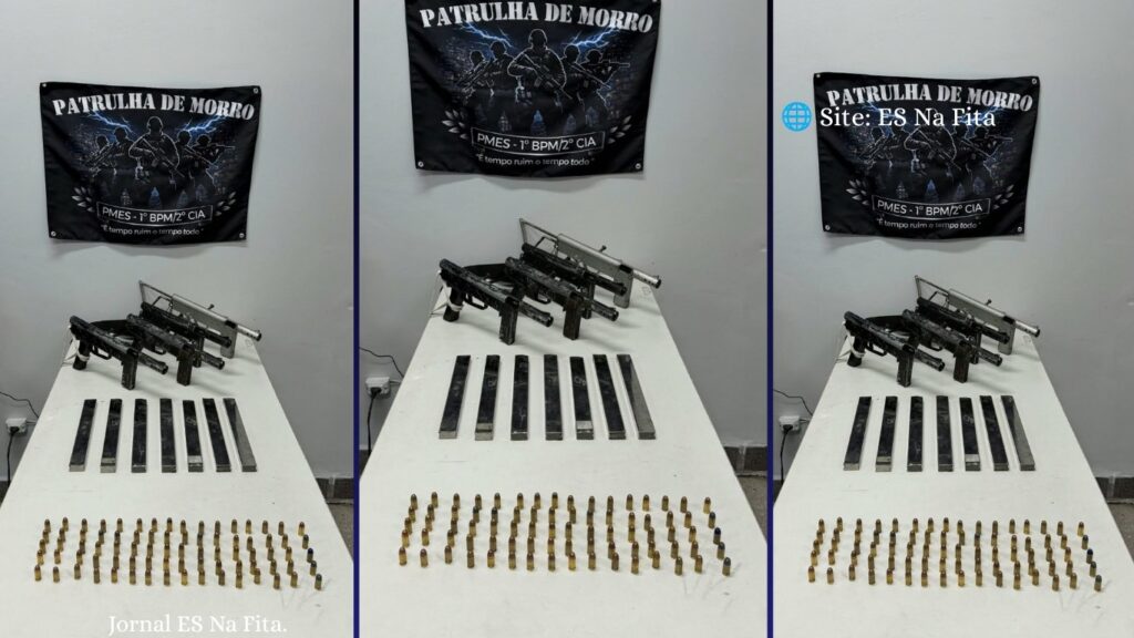 Quatro submetralhadoras e 80 munições são apreendidas pela PMES em Caratoíra.
