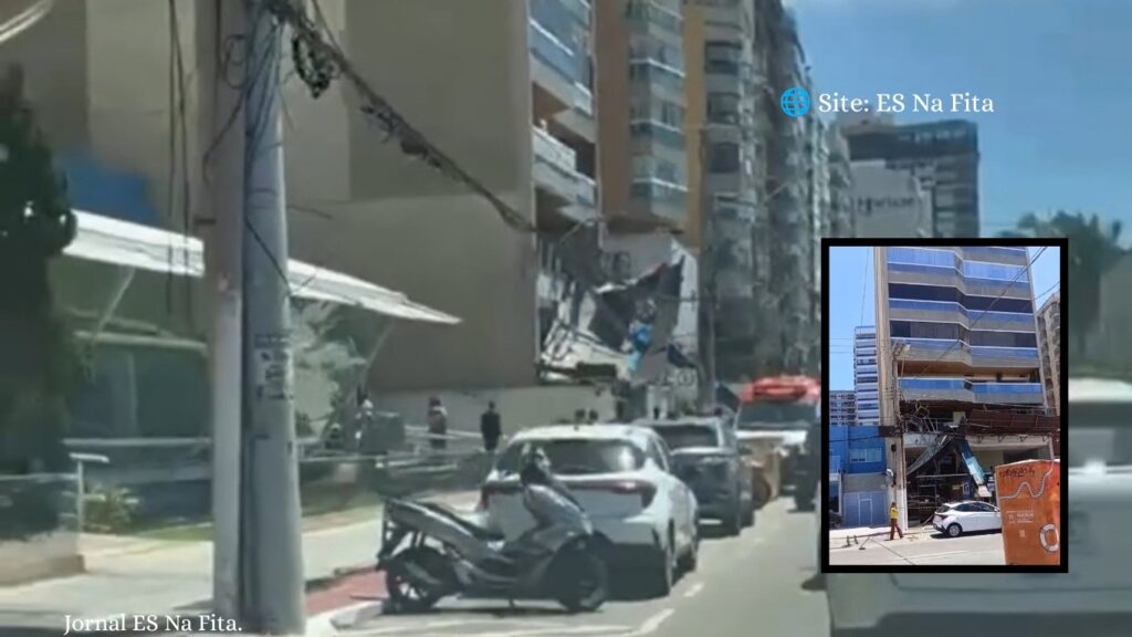 Andaime despenca de prédio na orla da Praia da Costa, em Vila Velha.