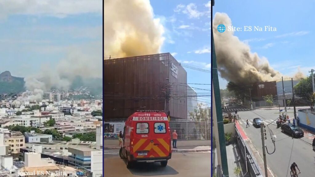 Incêndio atinge teatro do Sesi em Jardim da Penha.