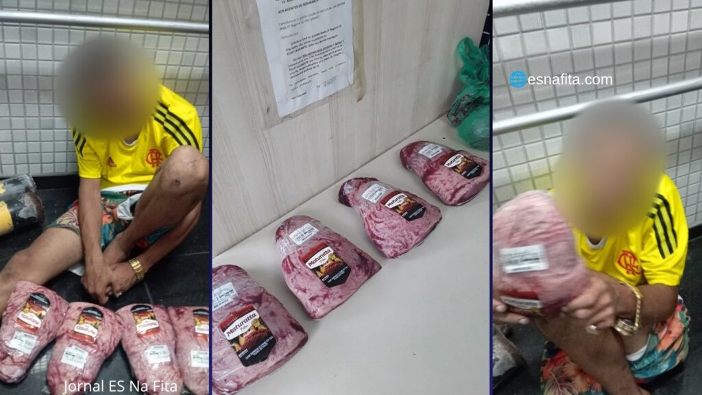 Guarda Municipal de Vila Velha detém suspeito de furtar picanhas em supermercado.