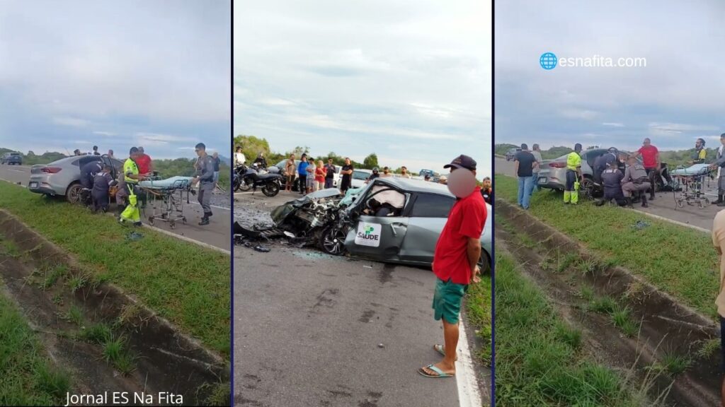 Colisão entre carros deixa criança e dois adultos mortos na Rodovia do Sol, em Guarapari.