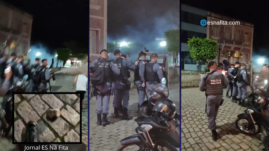 Vídeo: Polícia Militar é hostilizada e moradores reclamam de violência policial após eleições em Muqui Moradores denunciam violência policial em comemoração após eleições em Muqui.
